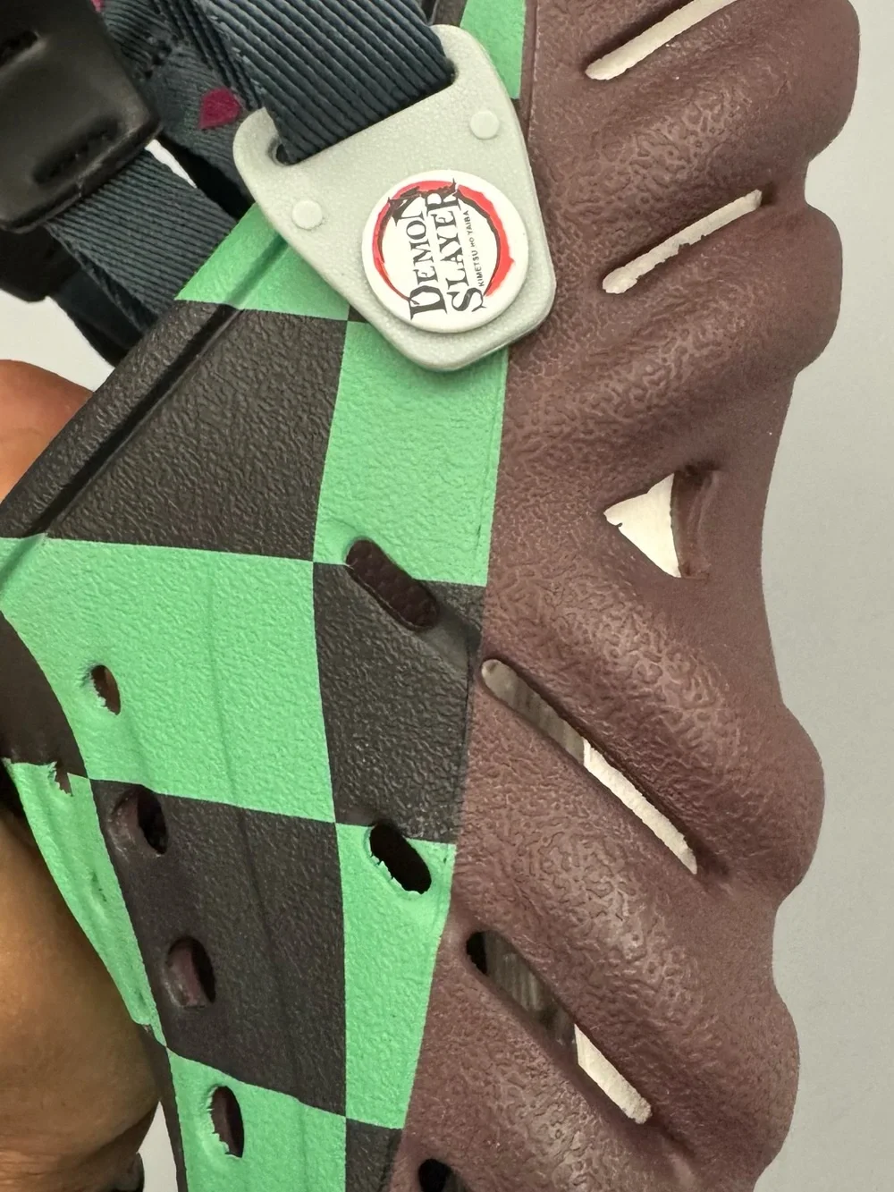 CROCS Kids Green & Black Check Demon Slayer Clog Sandals